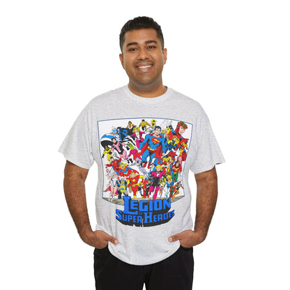 Legion of Super-Heroes T-Shirt - Greg Laroque Art - Who's Who in DC Comics - Superboy, Cosmic Boy, Dream Girl, Dawnstar, Supergirl, Sun Boy, Wildfire, Element Lad, Invisible Kid, Saturn Girl, Lightning Lad - DC Comics
