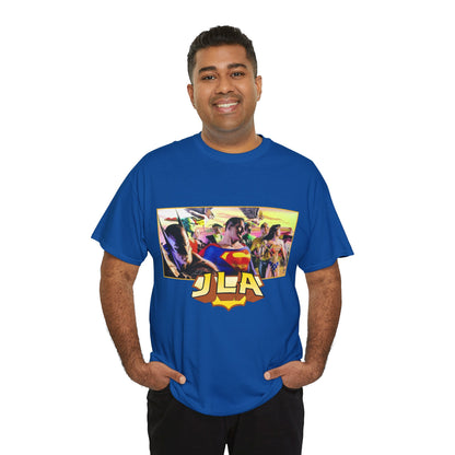 JLA T-Shirt - Alex Ross Art - Superman, Batman, Wonder Woman, Hawkman, Green Lantern, Black Canary, Flash, Martian Manhunter, Green Arrow - Justice League - DC Comics