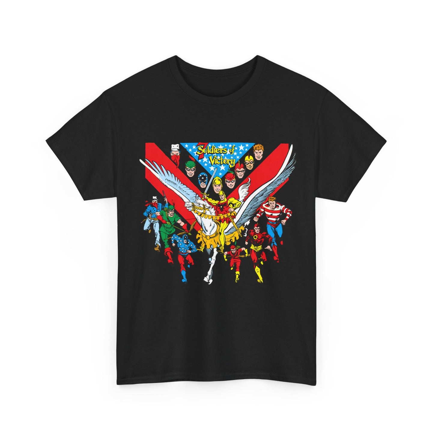 7 Soldiers of Victory T-Shirt - Speedy, Vigilante, Green Arrow, Stripesy, Crimson Avenger, Star-Spangled Kid - Golden Age Heroes of the DC Universe