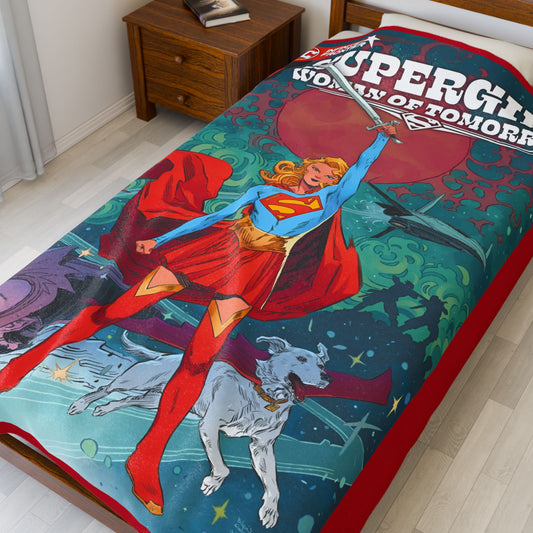 Supergirl Woman of Tomorrow Velveteen Plush Blanket 60x80" - Kara and Krypto - DC Comics - Upcoming 2026 Movie