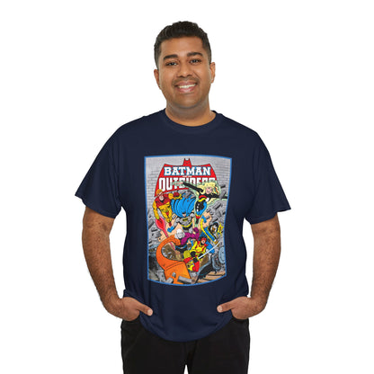 Batman & the Outsiders T-Shirt - Jim Aparo Art - Katana, Geo-Force, Black Lightning, Metamorpho, Halo - DC Comics - 1980s JLA Spin-Off Series