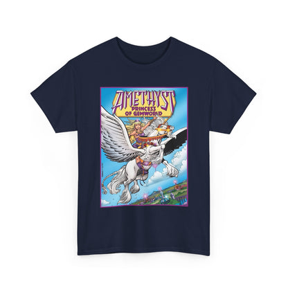 Amethyst Princess of Gemworld T-Shirt - George Perez Art - Riding Her Pegasus - DC Comics