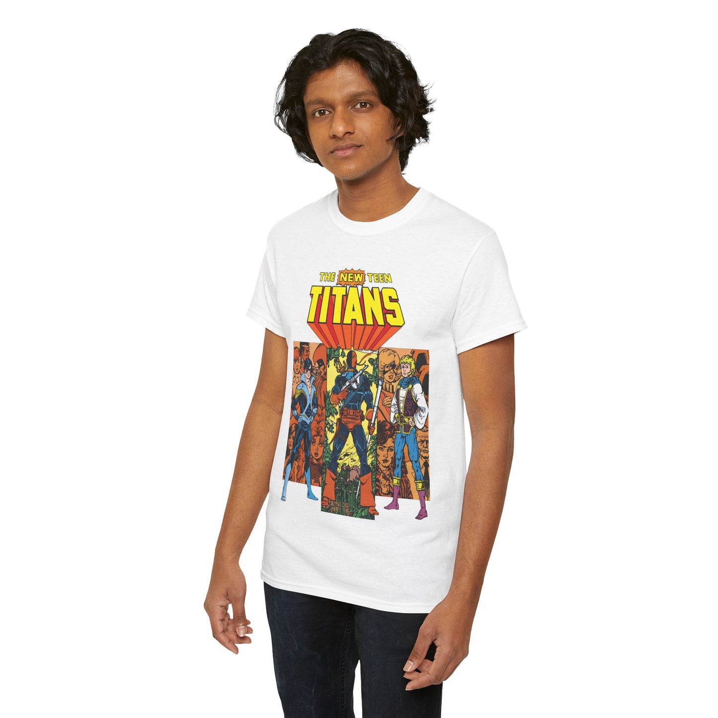 New Teen Titans T-Shirt - George Perez Art - Judas Contract - Nightwing, Jericho, Deathstroke, Changeling. Starfire - DC Comics