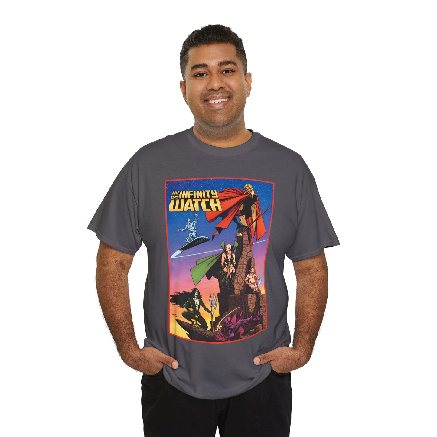 Infinity Watch T-Shirt - Jim Starlin Art - Adam Warlock, Silver Surfer, Moondragon, Pip the Troll - Marvel Comics