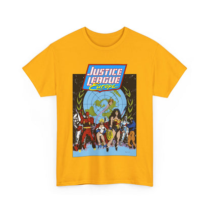 Justice League Europe T-Shirt - Bart Sears Art - Wonder Woman, Flash, Captain Atom, Animal Man, Elongated Man, Power Girl, Metamorpho - JLI Spin-Off - DC Comics
