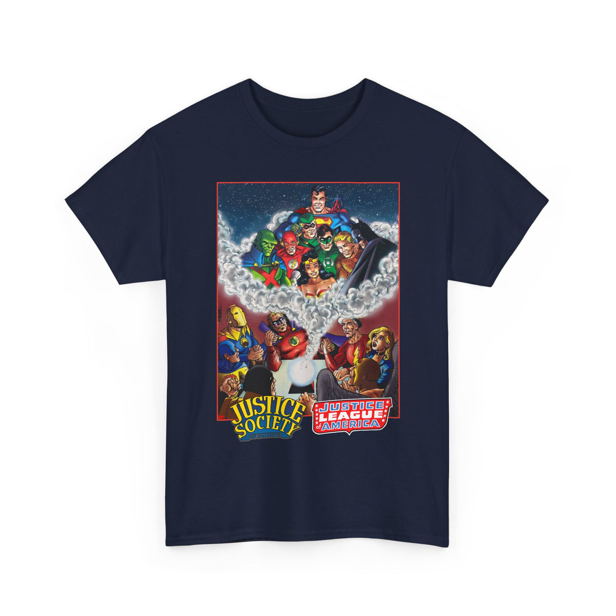 Justice Society & Justice League T-Shirt - George Perez Art - Golden & Silver Age - DC Comics