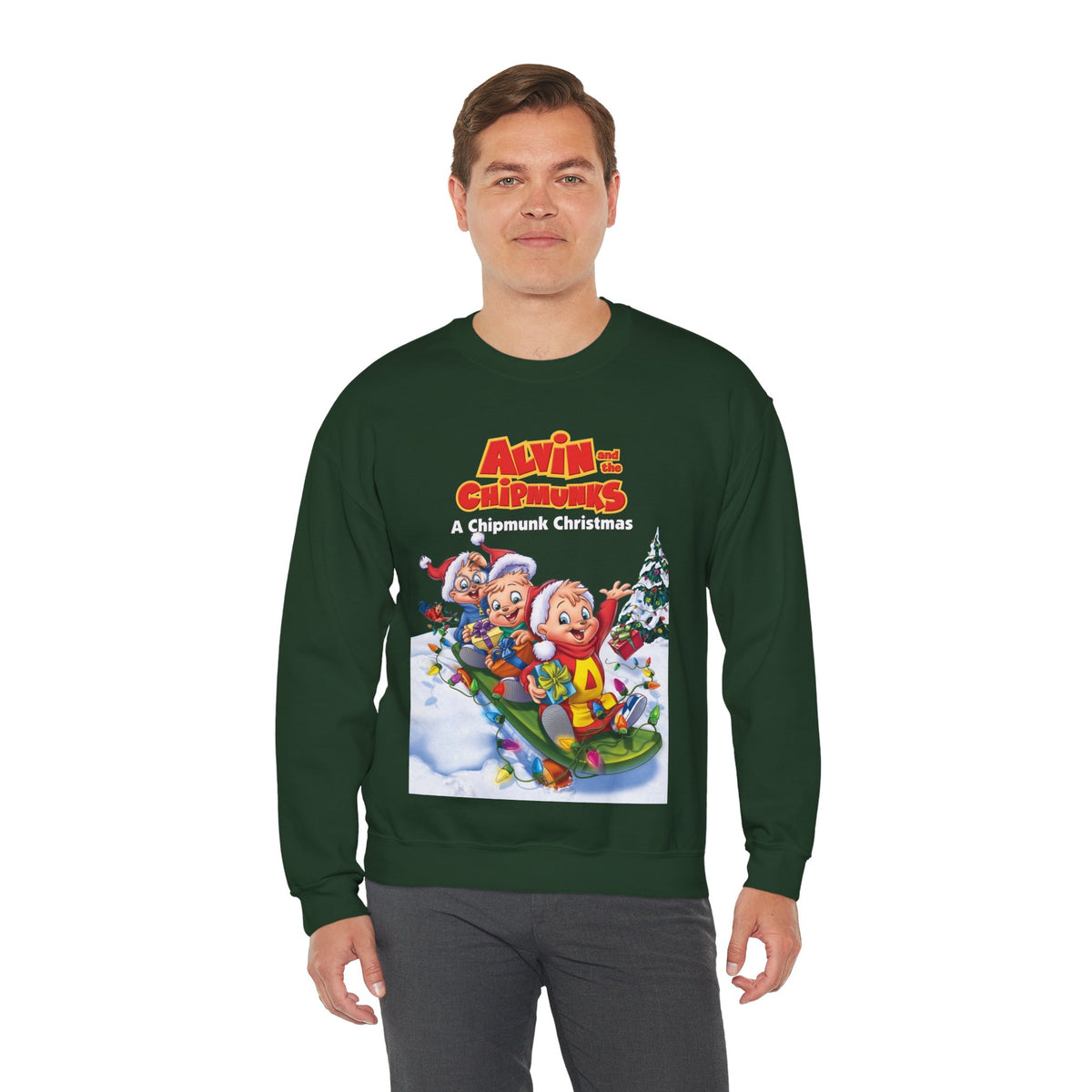 Alvin & the Chipmunks Christmas Special Heavy Blend Crewneck Sweatshirt - Alvin, Simon, Theodore Festive Holiday Cartoon
