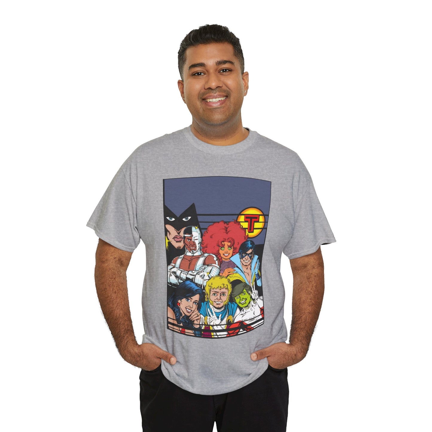 New Teen Titans T-Shirt - George Perez Painted Art - Nightwing, Wonder Girl, Raven, Jericho, Cyborg, Starfire, Changeling - DC Comics