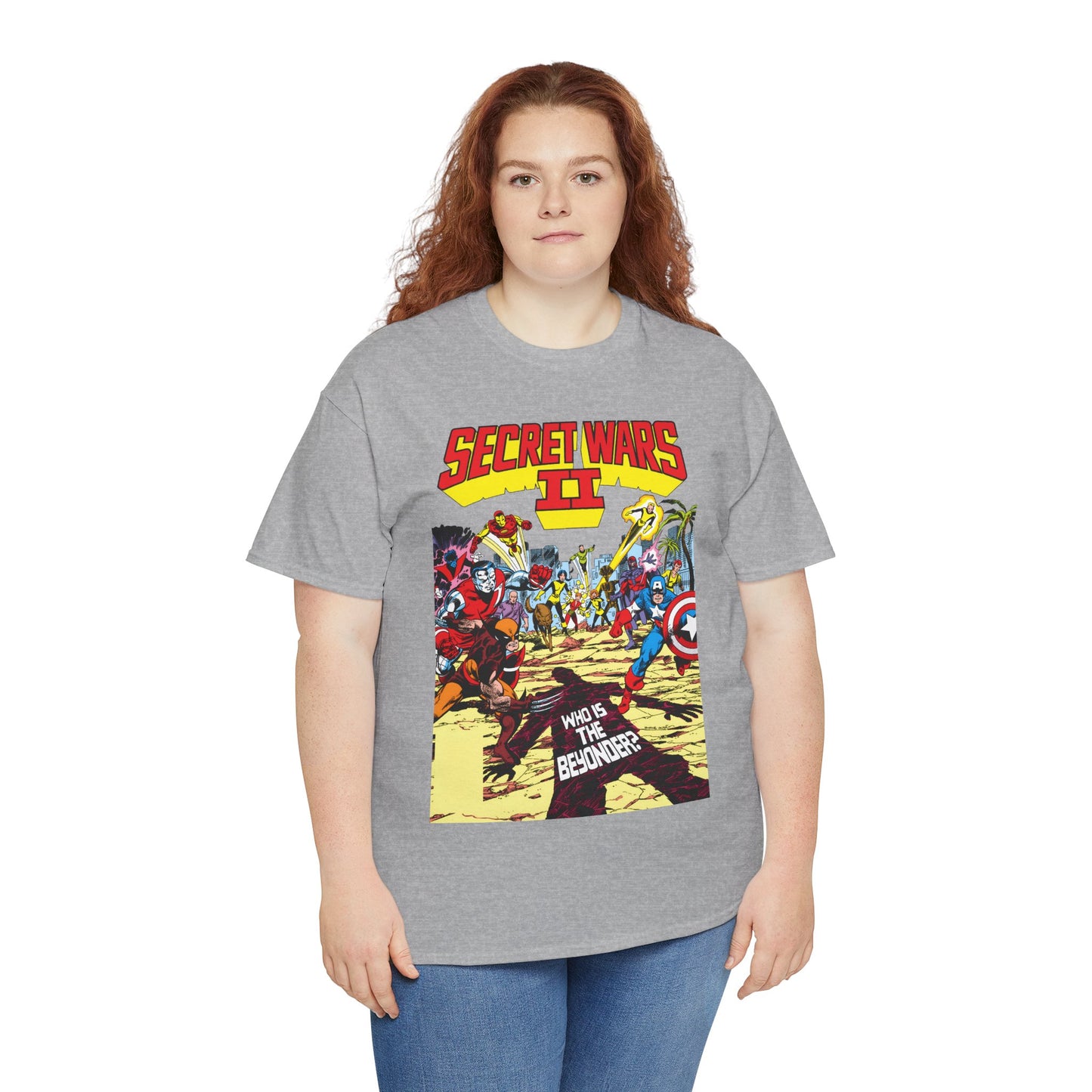 Secret Wars II T-Shirt - John Byrne Art - X-Men, New Mutants, Captain America - The Beyonder - Marvel Comics Series, 1980s