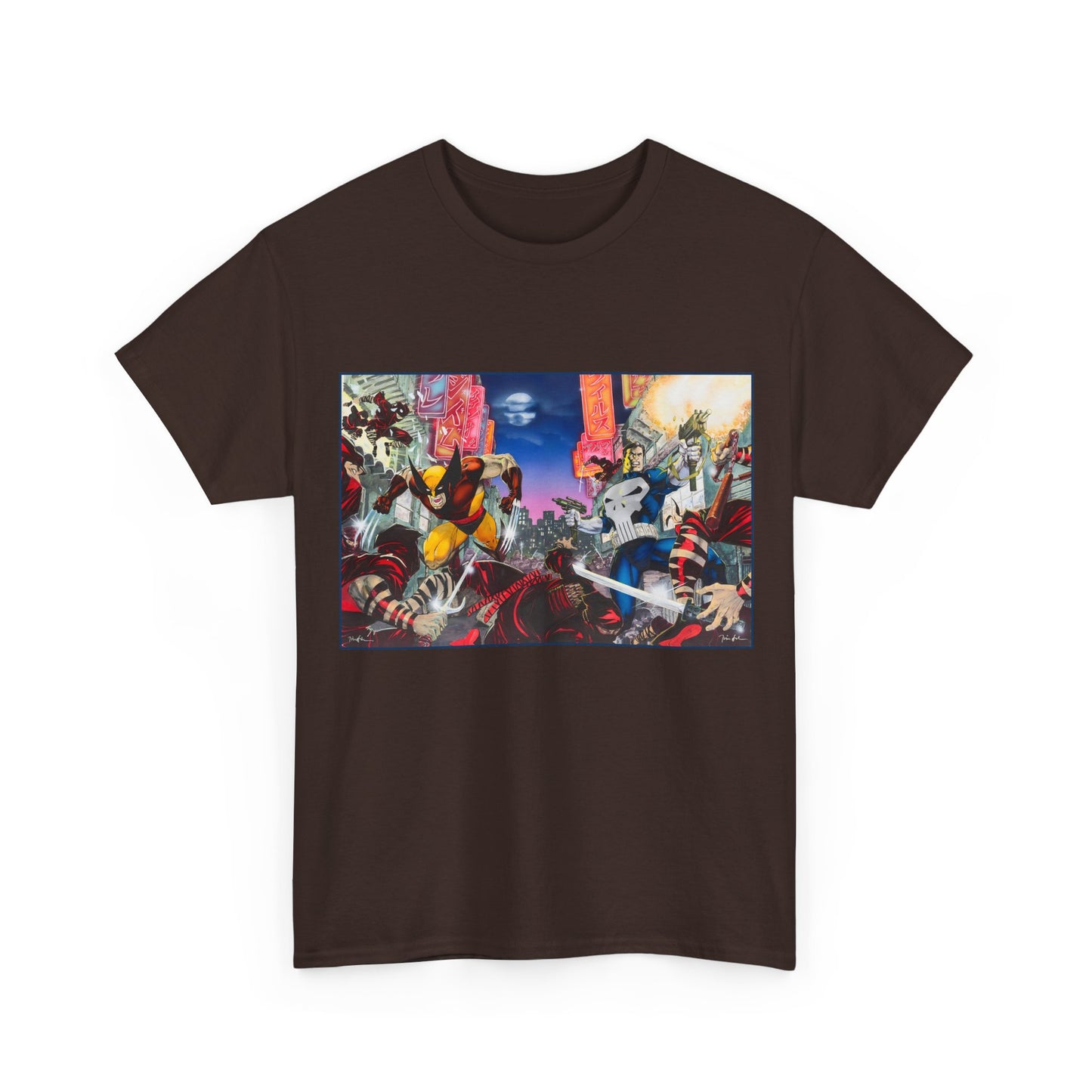 Wolverine & Punisher T-Shirt - Jim Lee Art - Vs The Hand - Marvel Comics