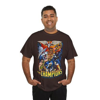 Champions T-Shirt - John Byrne Art - Hercules, Black Widow, Ghost Rider, Black Goliath, Silver Surfer, Jack of Hearts - Marvel Comics 1970s Series