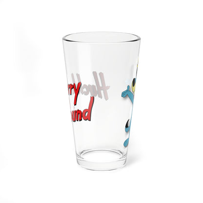 Huckleberry Hound Pint Glass, 16oz - Blue Dog Folk Ballad Singer - Hanna-Barbera Saturday Morning Cartoon