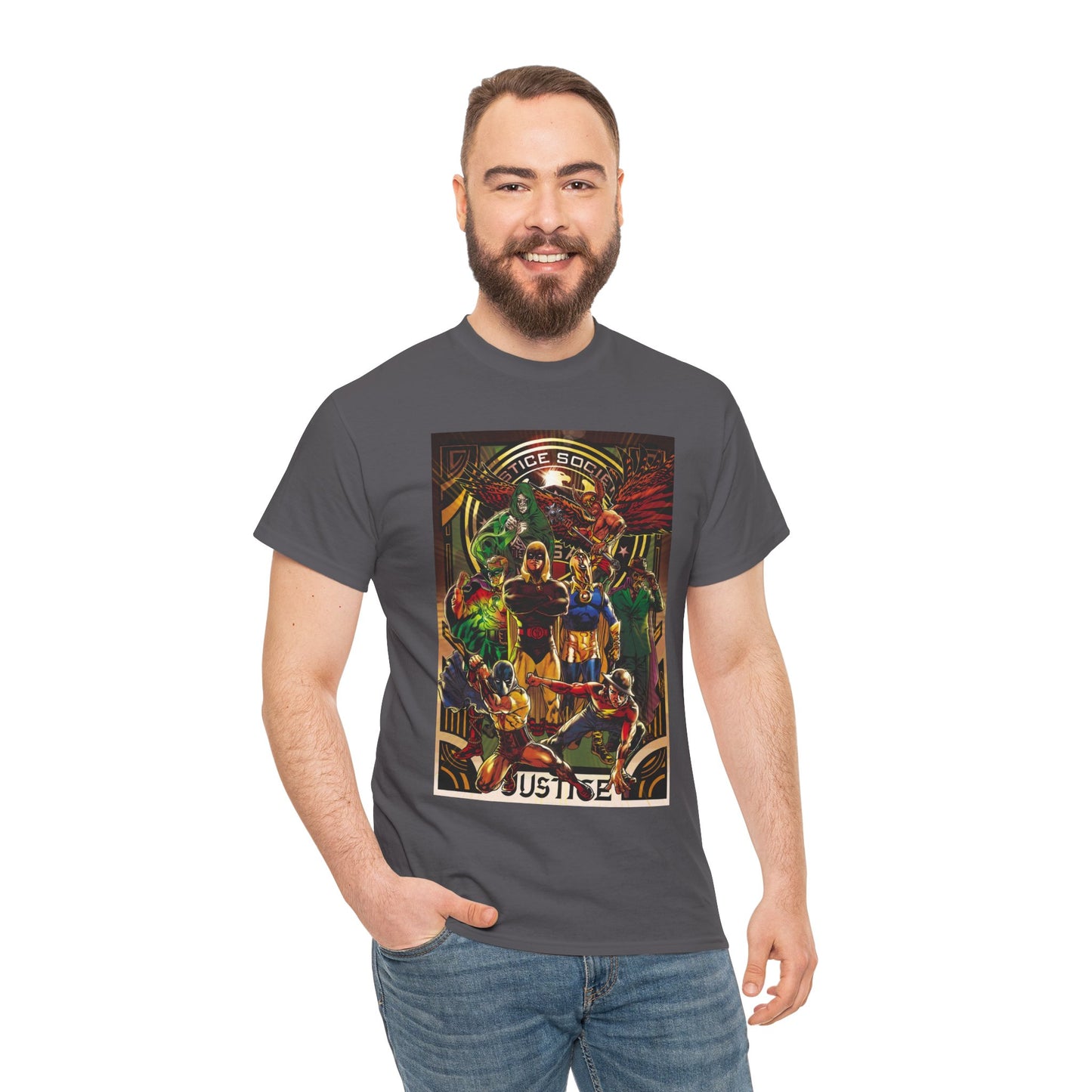 Justice Society T-Shirt - Tony Harris Art - Hawkman, Hourman, Dr Fate, Spectre, Sandman, Green Lantern, Atom, Flash - JSA - DC Comics
