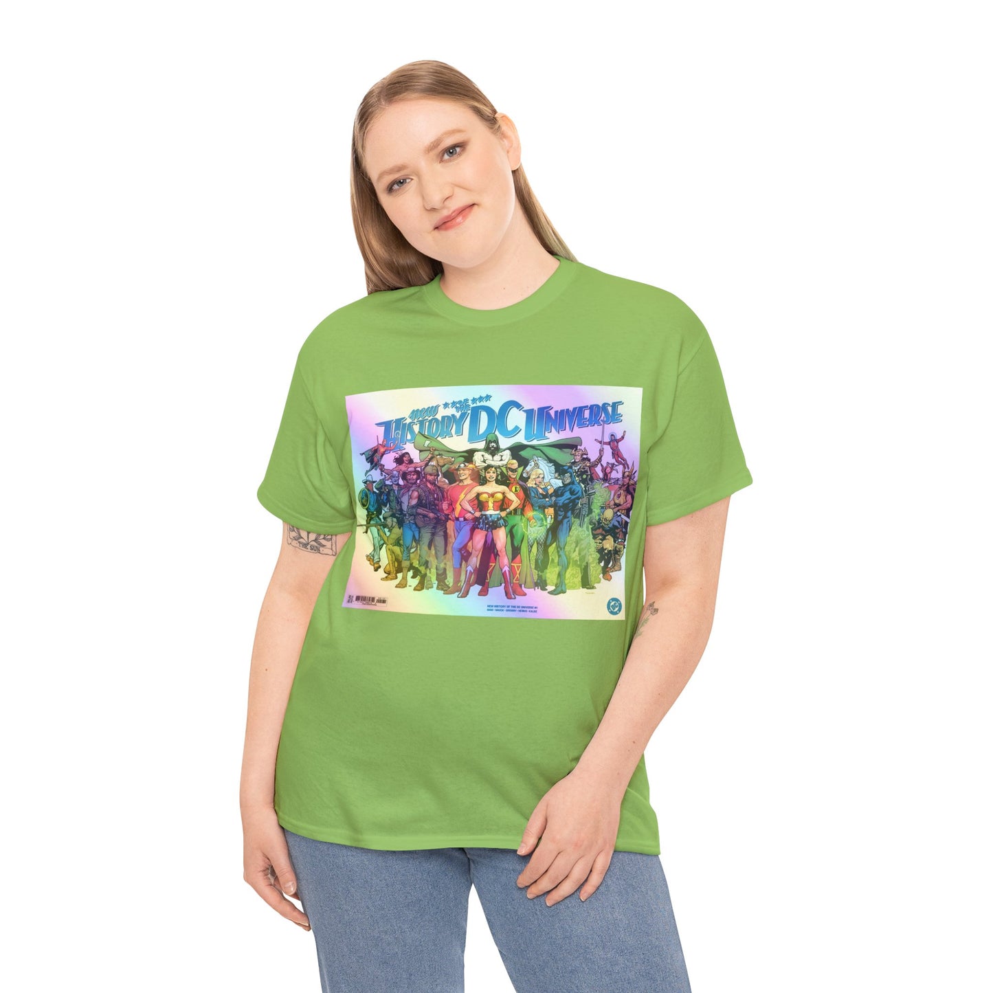 New History of the DC Universe T-Shirt - Wonder Woman, Wildcat, Black Canary, Sgt. Rock, Etrigan, Spectre, Jonah Hex - DC Comics