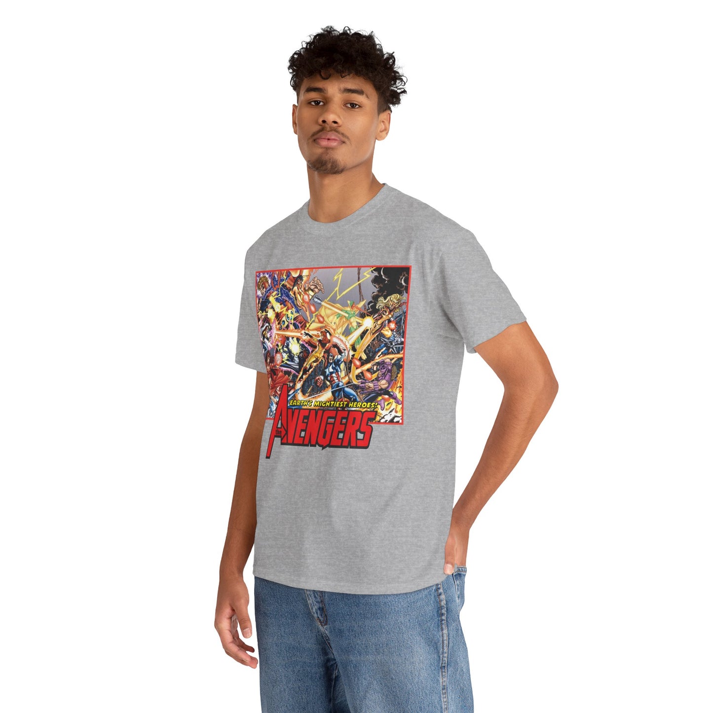 Avengers Vs Thunderbolts T-Shirt - George Perez Art - Captain America, Iron Man, Wonder Man, Scarlet Witch, Hawkeye, Citizen V, MACH-1, Techno, Atlas, Songbird - Marvel Comics