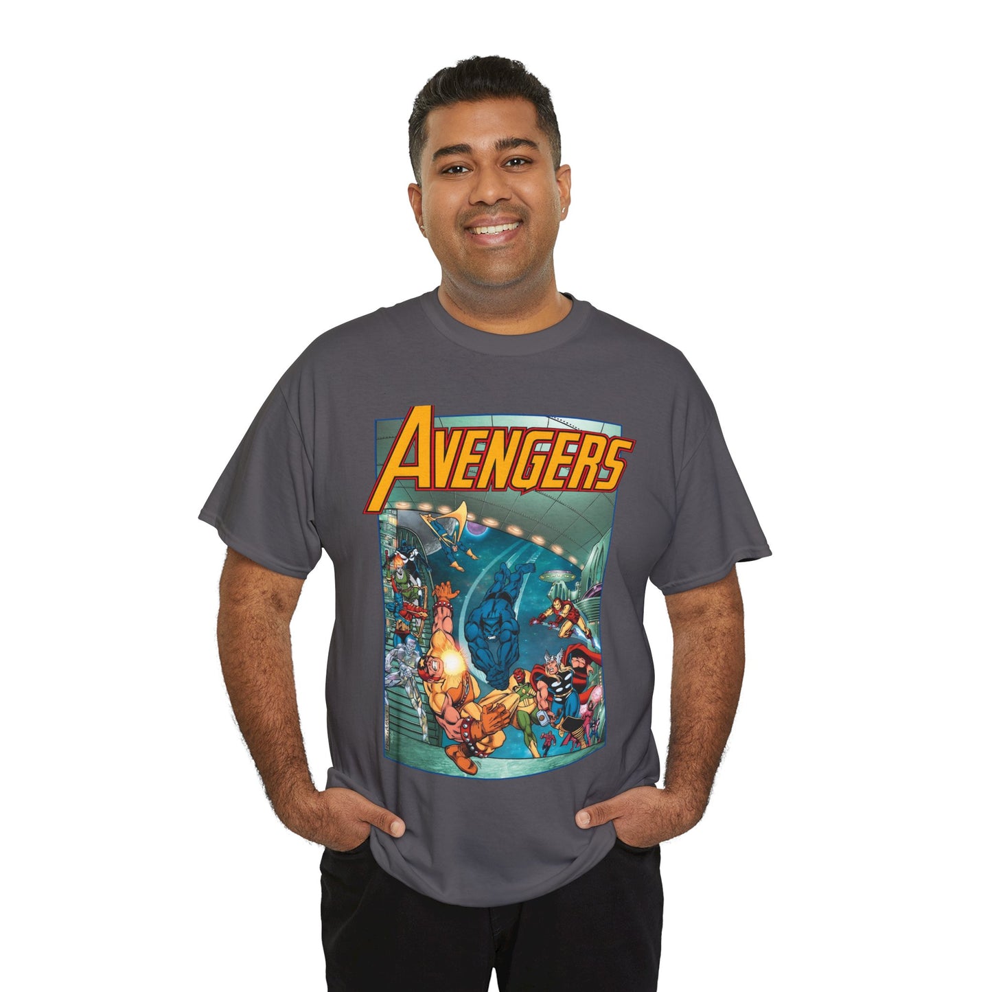 Avengers Vs Guardians of the Galaxy T-Shirt - George Perez Art - Tomorrow's Avengers - Thor, Captain America, Iron Man, Scarlet Witch, Vision, Wonder Man - Marvel Comics