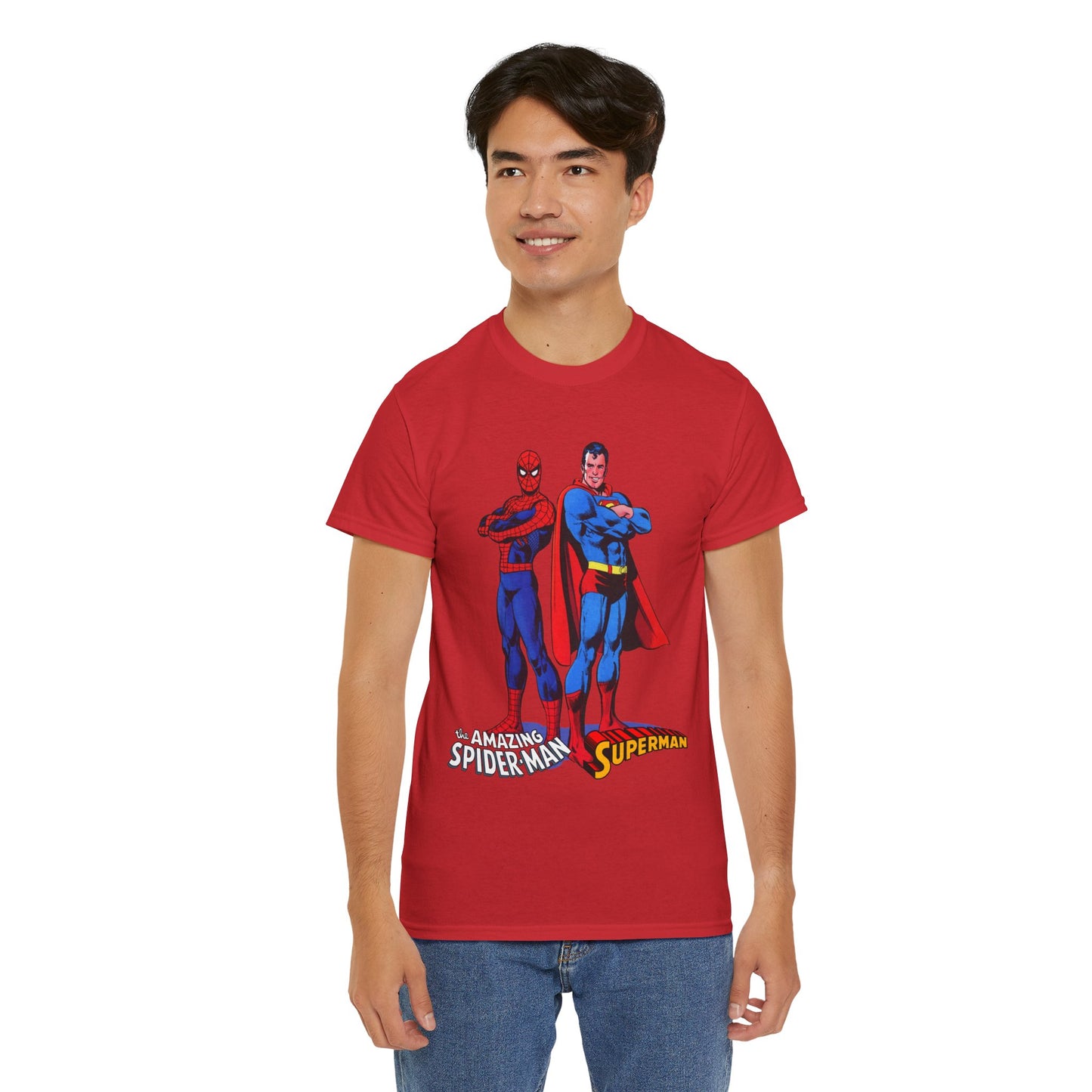 Amazing Spider-Man & Superman T-Shirt - Classic 1970s Marvel/DC Comics Crossover - Peter Parker & Clark Kent