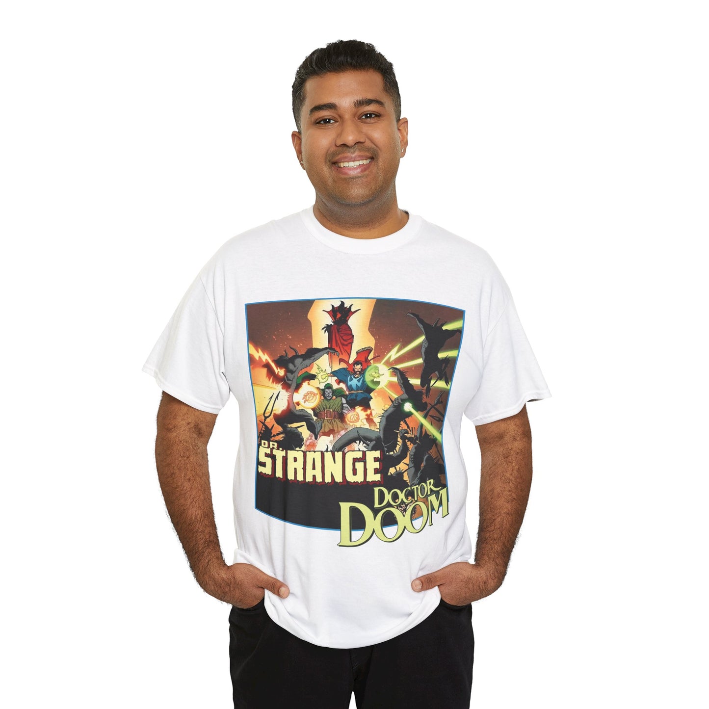 Dr Strange & Doctor Doom T-Shirt - Mike Mignola Art - Triumph & Torment - 1980s Graphic Novel Fighting Mephisto - Marvel Comics