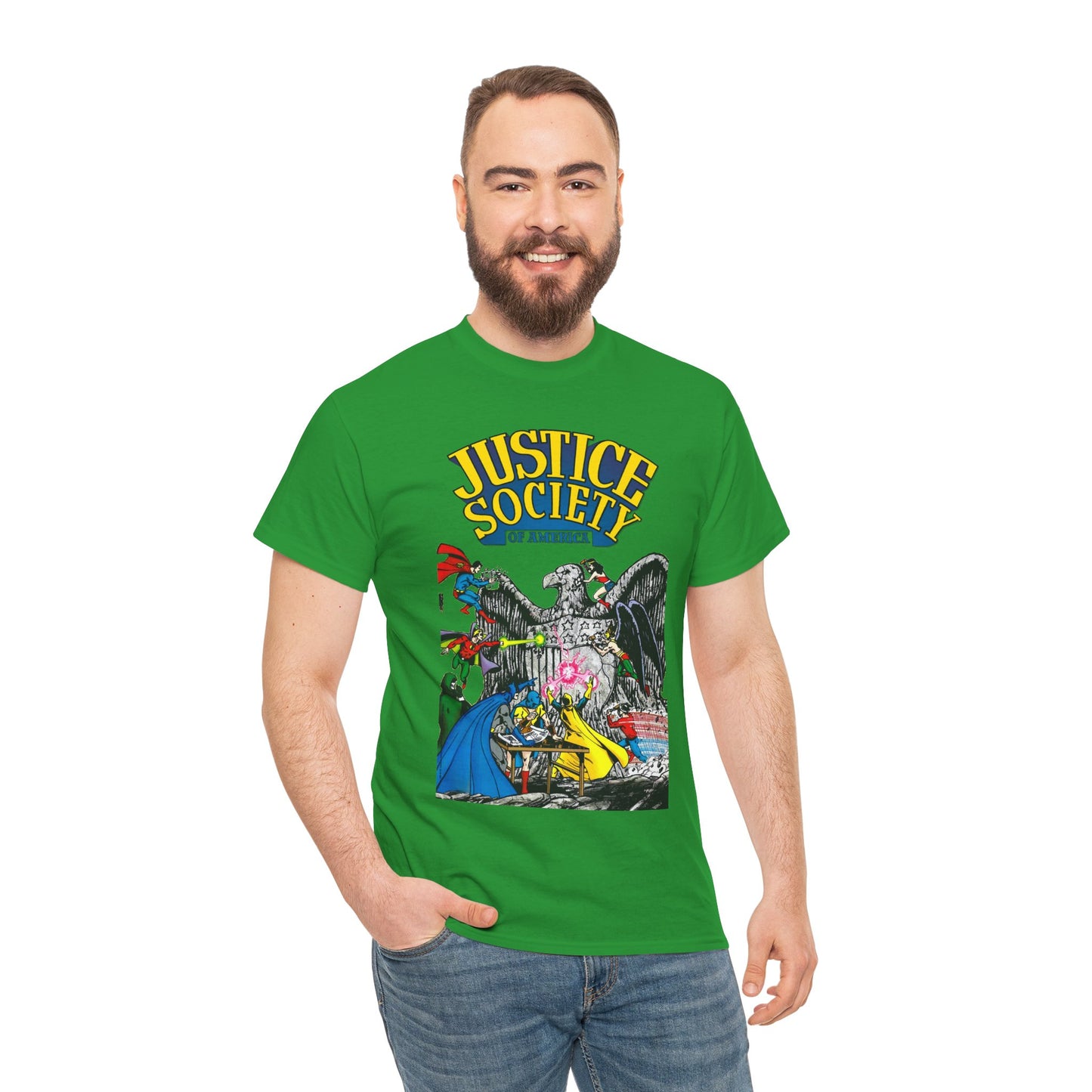 Justice Society T-Shirt - George Perez Art - Dr Fate, Atom, Spectre, Wonder Woman, Flash, Batman, Superman, Hawkman - JSA - DC Comics