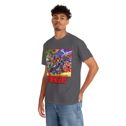 Avengers T-Shirt - George Perez Art - Marvel Comics - Captain America, Iron Man, Thor, She-Hulk, Hawkeye, Vision, Quicksilver - Classic Cover