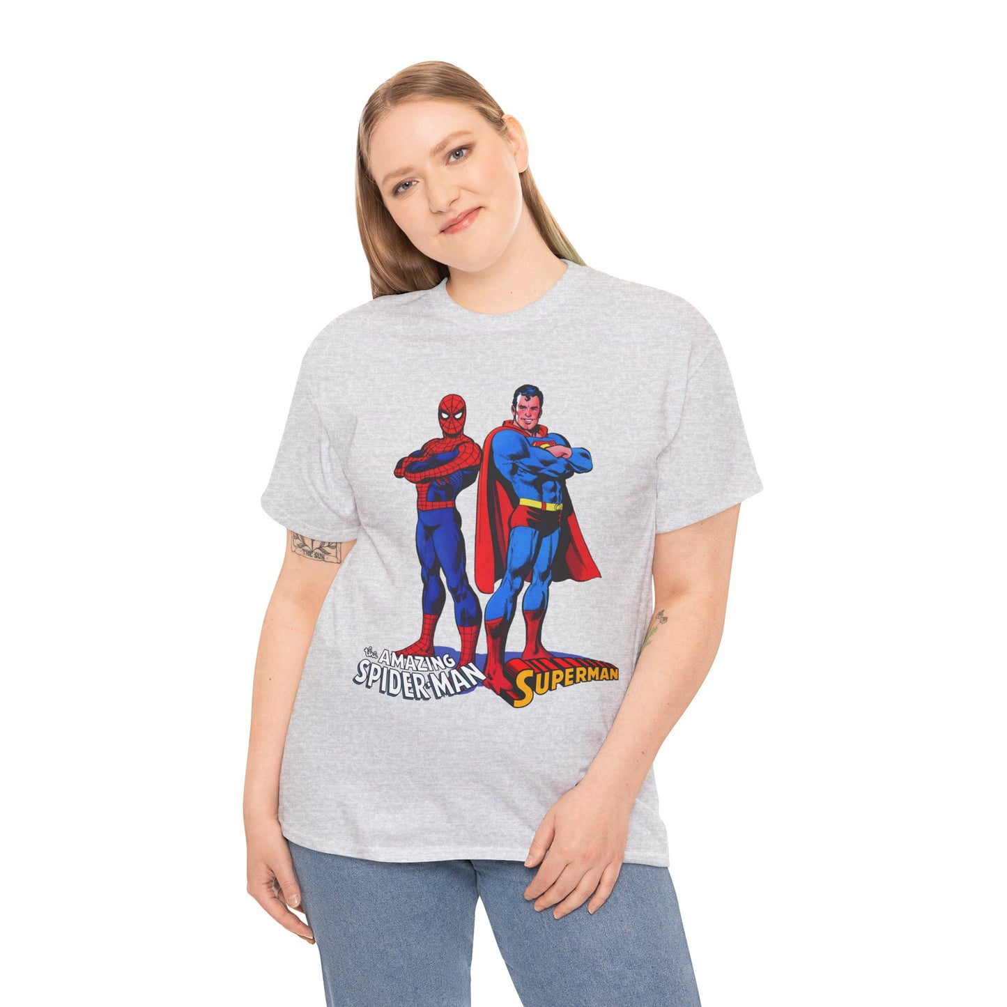 Amazing Spider-Man & Superman T-Shirt - Classic 1970s Marvel/DC Comics Crossover - Peter Parker & Clark Kent