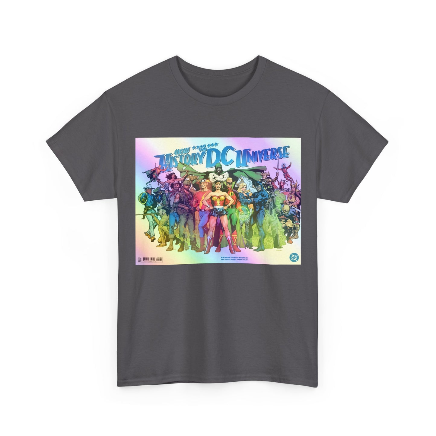 New History of the DC Universe T-Shirt - Wonder Woman, Wildcat, Black Canary, Sgt. Rock, Etrigan, Spectre, Jonah Hex - DC Comics