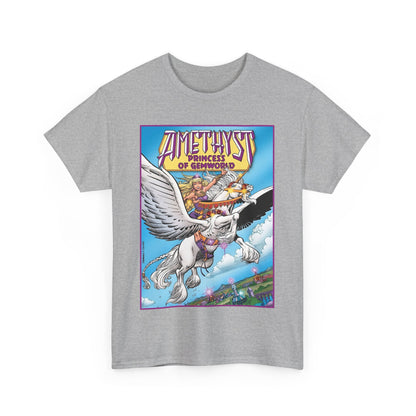 Amethyst Princess of Gemworld T-Shirt - George Perez Art - DC Comics 1980s Series - Riding a Unicorn