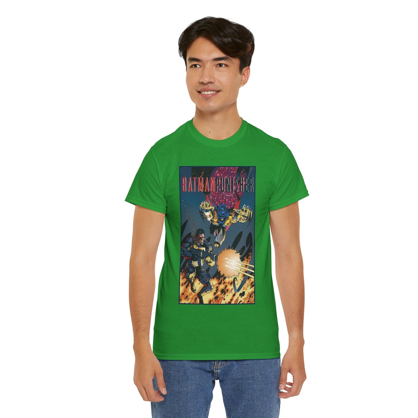 Batman/Punisher T-Shirt - Barry Kitson Art - Lake of Fire, AzBats - DC Comics/Marvel Comics