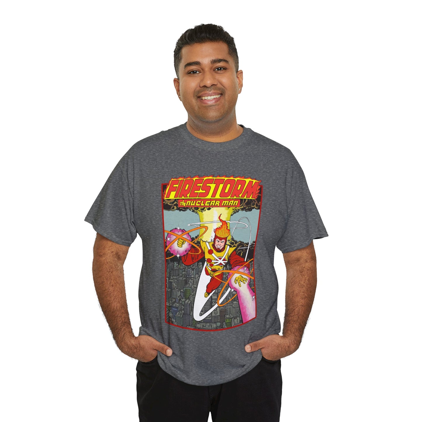 Firestorm the Nuclear Man T-Shirt - George Perez JLA Postcard Art 1980s - DC Comics - Justice League of America Member