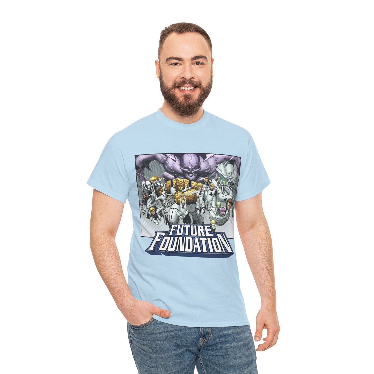 Future Foundation T-Shirt - Marko Djurdjevic Art - Spider-Man, Mr. Fantastic, Invisible Woman, The Thing, Dr. Doom, Bentley 23, Dragon Man, the Moloids - Marvel Comics