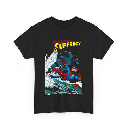 King Shark Vs Superboy T-Shirt - Tom Grummett Art - Connor Kent, Kon-L - Superman Family - DC Comics