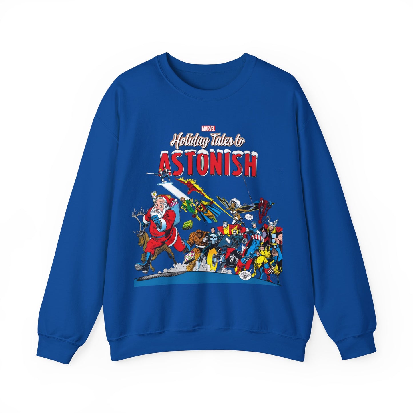 Marvel Comics Christmas Crewneck Sweatshirt - Spider-Man, Punisher, Ghost Rider, X-Men, Fantastic Four