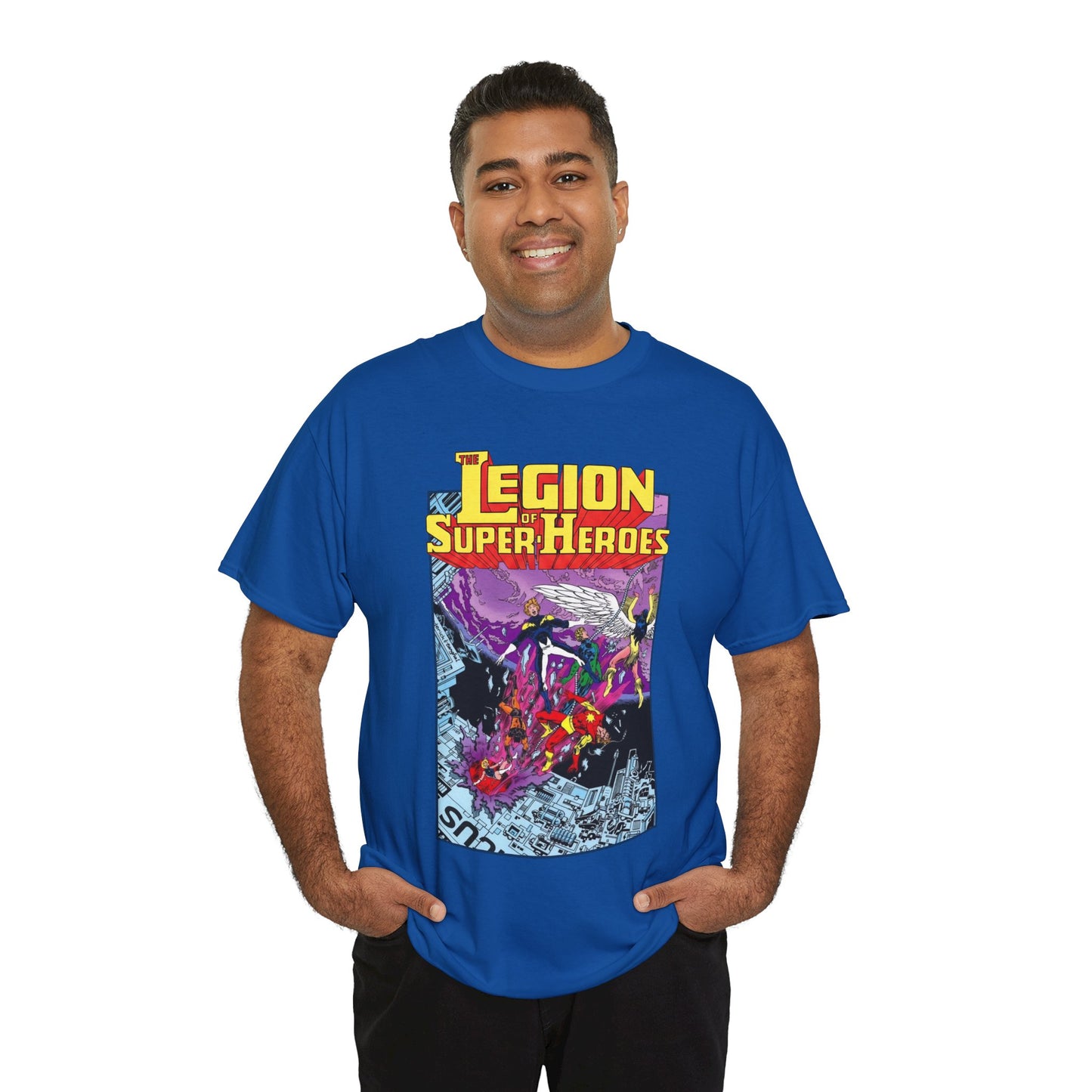Legion of Super-Heroes T-Shirt - Pat Broderick Art - Timber Wolf, Lightning Lad, Wildfire, Dawnstar, Element Lad - LOSH - DC Comics