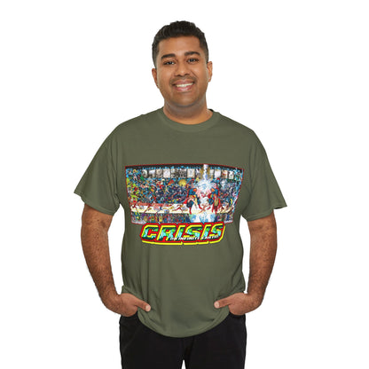 Crisis on Infinite Earths T-Shirt - Jerry Ordway/George Perez Art - Updated 2025 Poster Art - Superman, Wonder Woman, Supergirl, Flash, Harbinger, Pariah, Obsidian, Firestorm - DC Comics