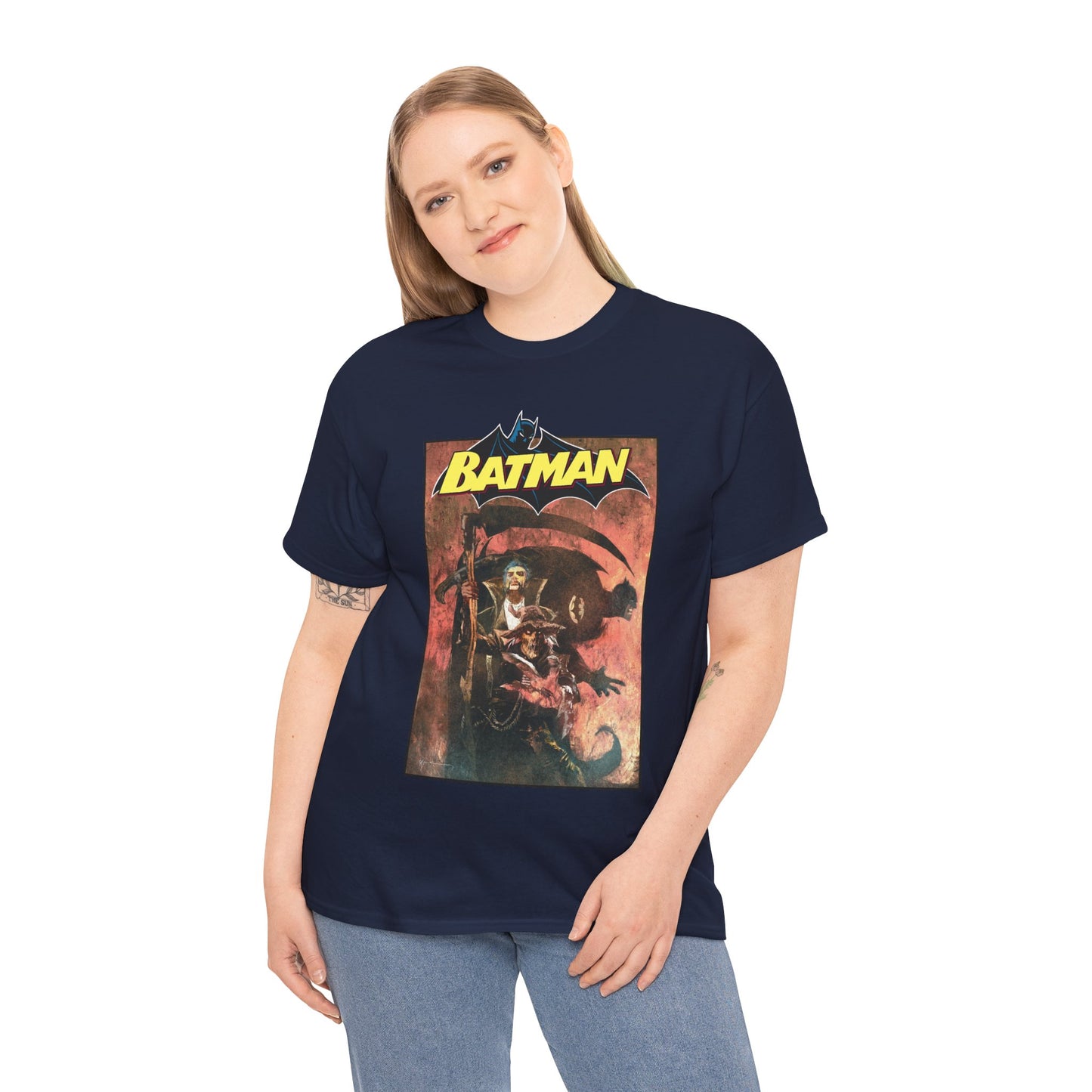 Batman T-Shirt - Bill Sienkiewicz Art - With Scarecrow & Ra's Al Ghul - DC Comics