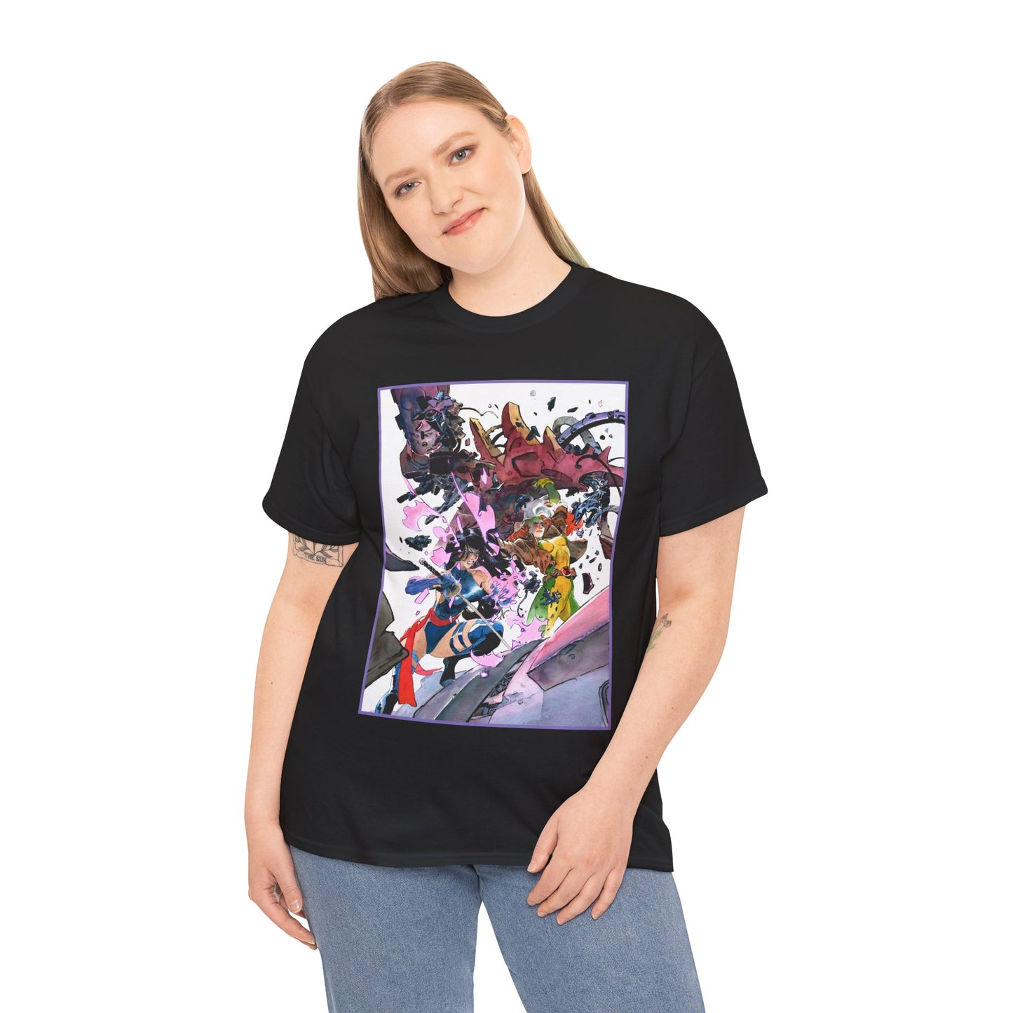 Rogue & Psylocke T-Shirt - Ripping Apart a Sentinel - X-Men Mutants - Marvel Comics