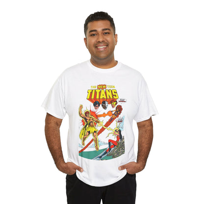 New Teen Titans T-Shirt - George Perez Art - Wonder Girl & Starfire Vs Hyperion - DC Comics