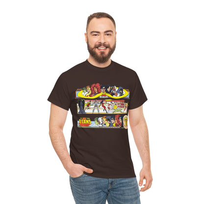 New Teen Titans T-Shirt - George Perez Art - 1980s Promotional Banners - Robin, Wonder Girl, Cyborg, Starfire - DC Comics
