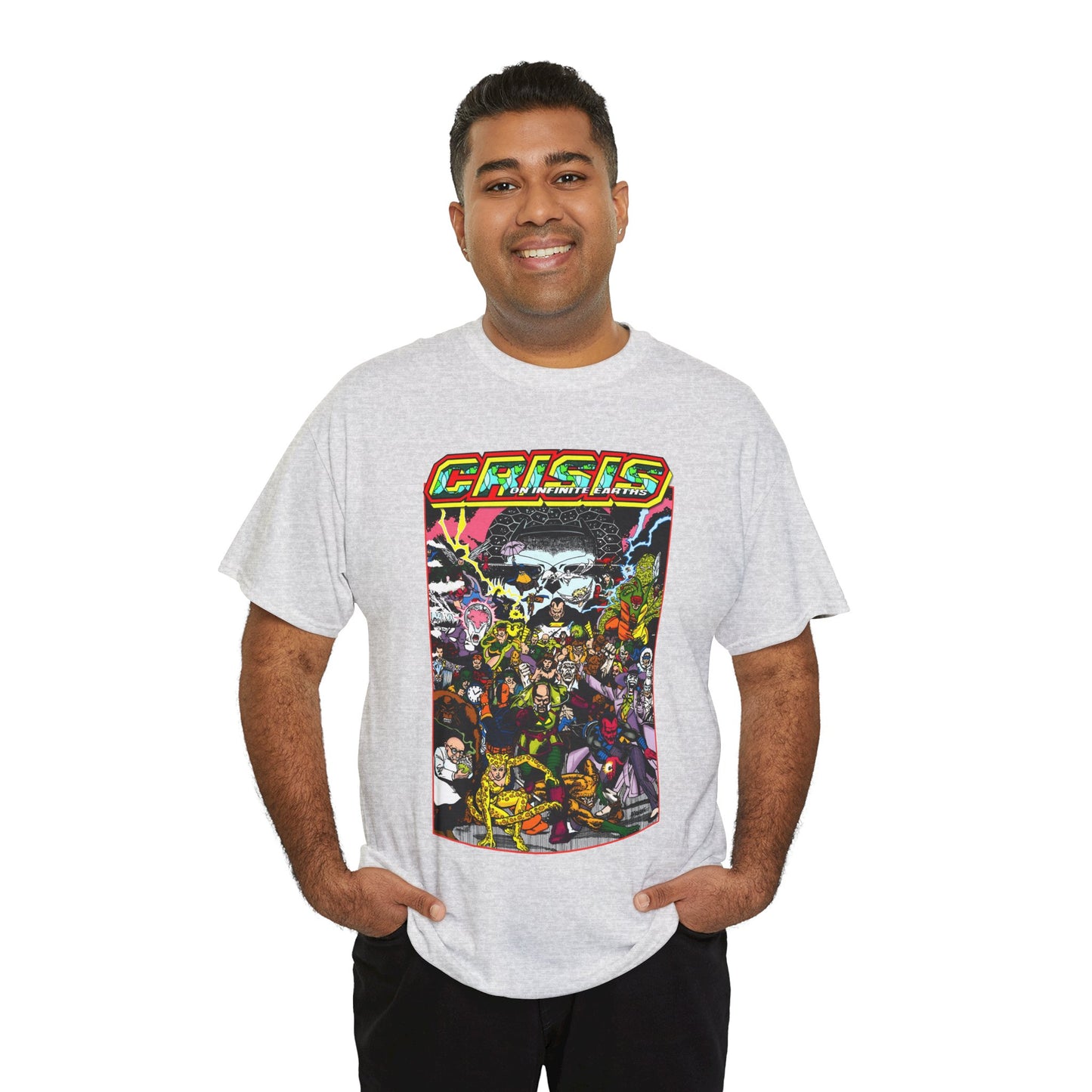 Crisis on Infinite Earths T-Shirt - DC Comics - George Perez Art - Joker, Lex Luthor, Cheetah, Solomon Grundy, Black Adam, Deathstroke, Validus - #9 Cover - DC Comics