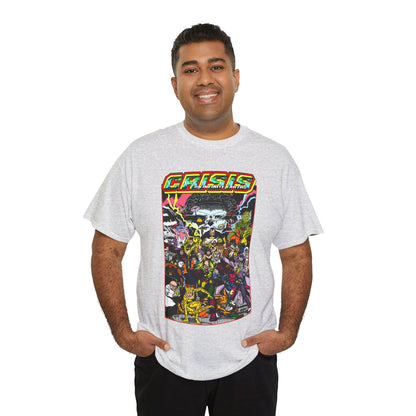 Crisis on Infinite Earths T-Shirt - DC Comics - George Perez Art - Joker, Lex Luthor, Cheetah, Solomon Grundy, Black Adam, Deathstroke, Validus - #9 Cover - DC Comics