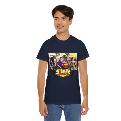 JLA T-Shirt - Alex Ross Art - Superman, Batman, Wonder Woman, Hawkman, Green Lantern, Black Canary, Flash, Martian Manhunter, Green Arrow - Justice League - DC Comics