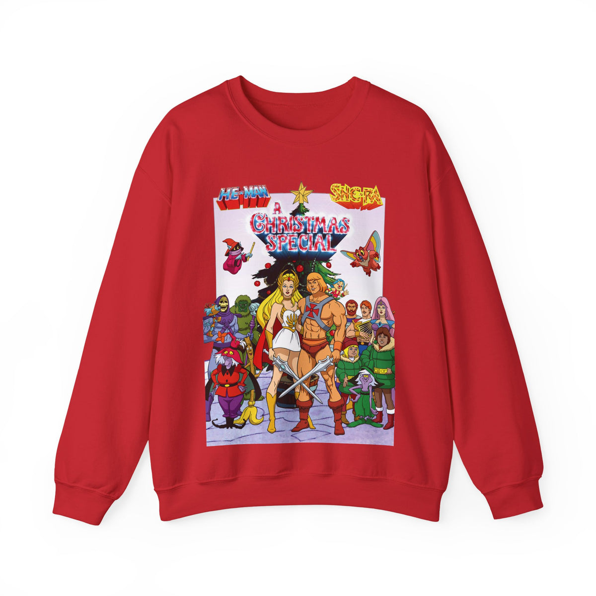 He-Man & She-Ra Christmas Special Heavy Blend Crewneck Sweatshirt - Masters of the Universe, Princess of Power Filmation Festive Holiday Cartoon