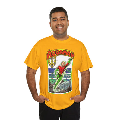 Aquaman T-Shirt - George Perez Art -Justice League 1980s Postcard Series - Arthur Curry - King of Atlantis - JLA - DC Comics