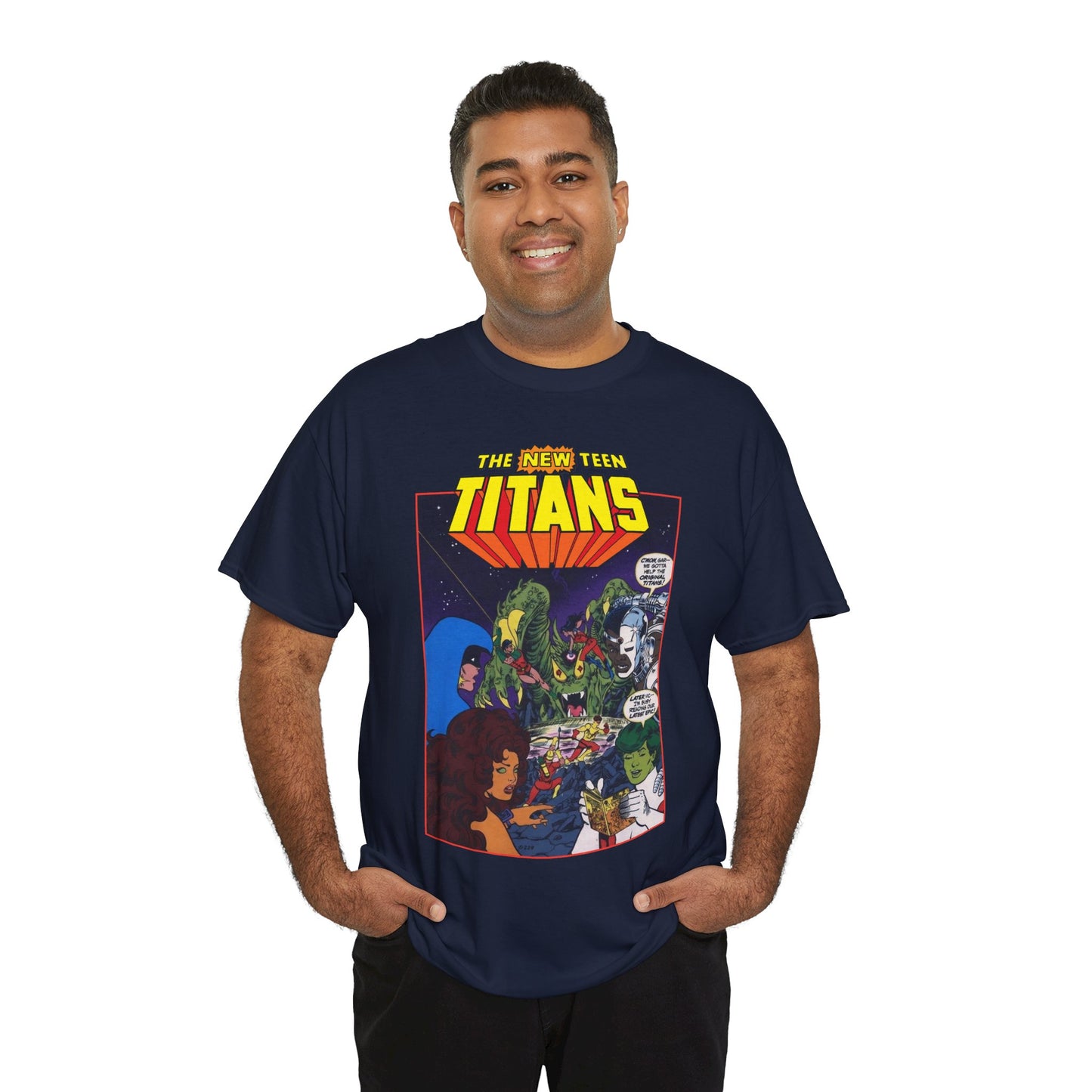 New Teen Titans T-Shirt - George Perez Art - 1980s DC Digest Artwork - Raven, Cyborg, Changeling, Starfire - DC Comics