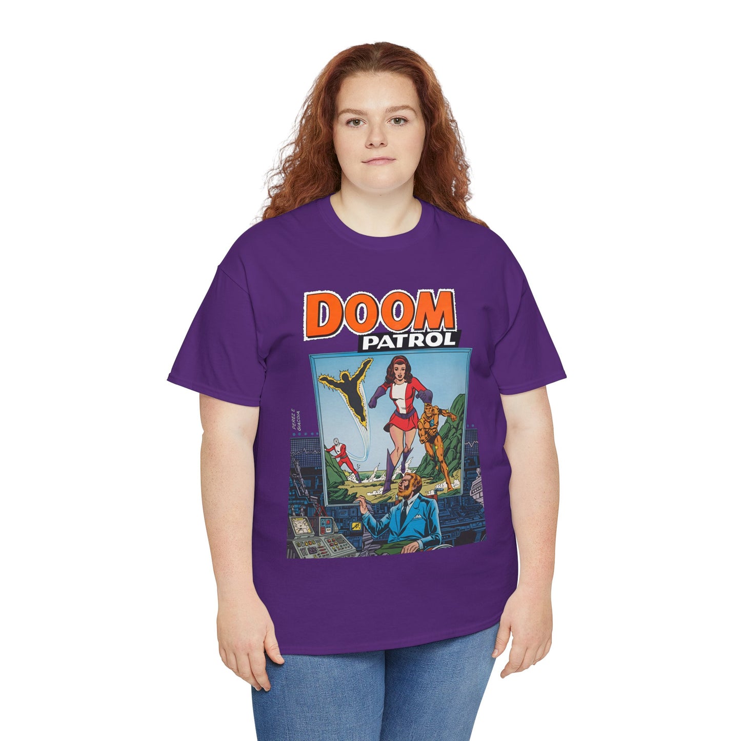 Doom Patrol T-Shirt - George Perez Art - Elasti-Girl, Robotman, Negative Man, The Chief - DC Comics Digest Cover Art