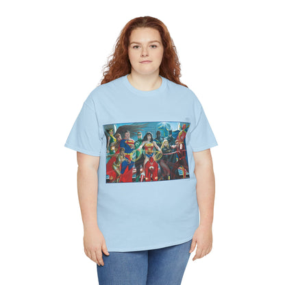 Justice League T-Shirt - Alex Ross Art - Superman, Wonder Woman, Batman, Flash, Black Canary, Vixen, Black Lightning, Green Lantern, Geo-Force, Red Tornado - DC Comics