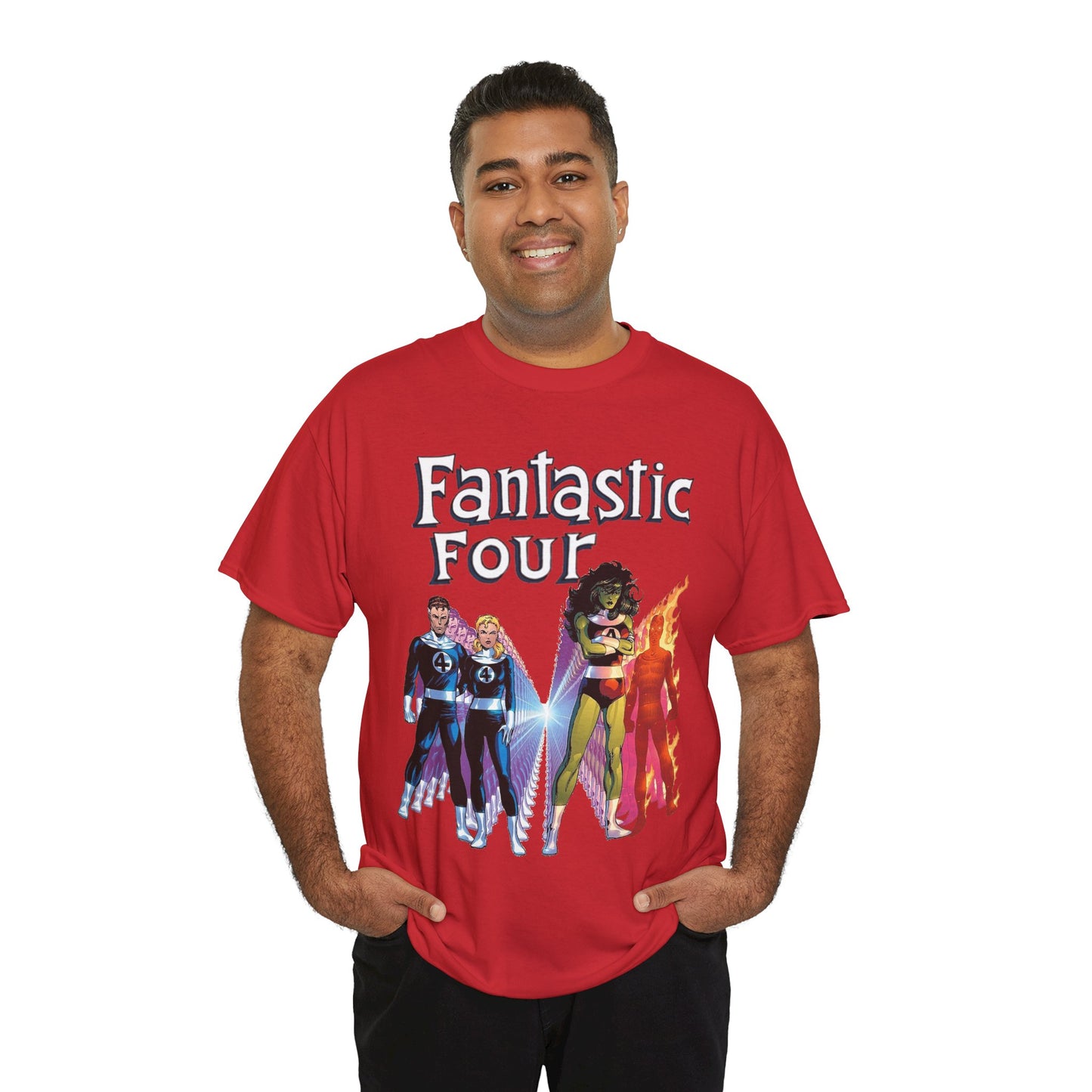 Fantastic Four T-Shirt - John Byrne Art - She-Hulk, Reed Richards, Human Torch, Invisible Woman - Marvel Comics