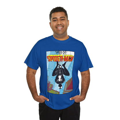 Web of Spider-Man T-Shirt - Charles Vess Art - Peter Parker, Web Slinger - Manhattan Skyline - Spidey Black Suit - Marvel Comics