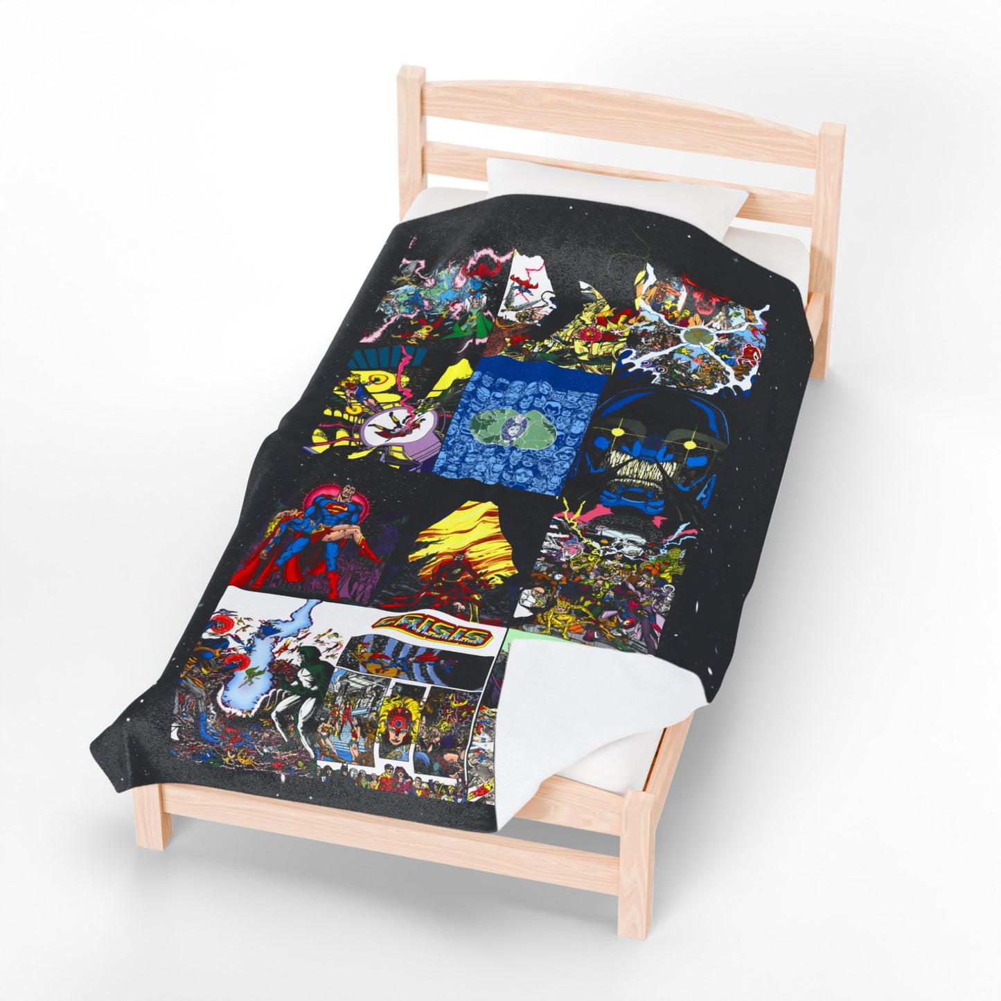 Crisis on Infinite Earths Velveteen Plush Blanket 60x80" - Iconic George Perez Art - #1-12 Covers - DC Comics
