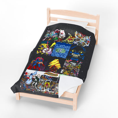 Crisis on Infinite Earths Velveteen Plush Blanket 60x80" - Iconic George Perez Art - #1-12 Covers - DC Comics